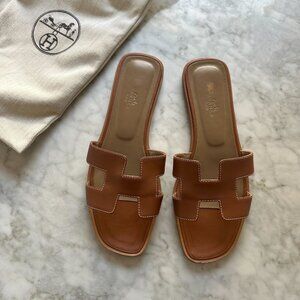 Authentic HERMES Oran Sandals in Gold. Size: 39.5